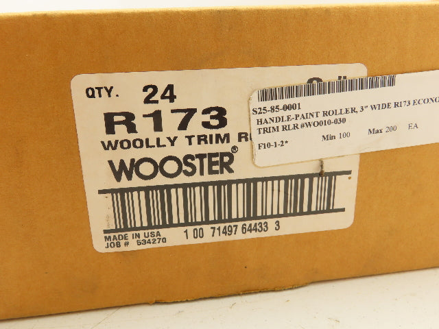 Wooster R173  3" Wooly Trim Paint Roller and Frame 3/8" Nap White  Box of 24