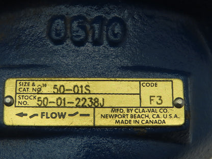 Cla-Val 50-01S Sustaining Valve with CRL Pressure Relief Control 2" NPT