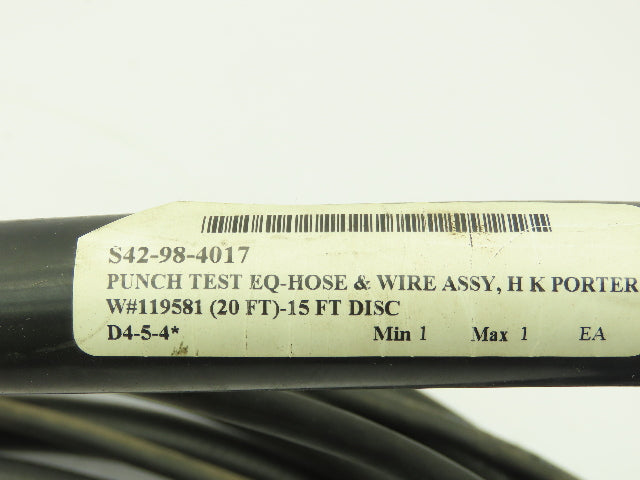 HK Porter W119581 Hydraulic Hose Remote Control Wire 3/8"x 20'L 10000 PSI