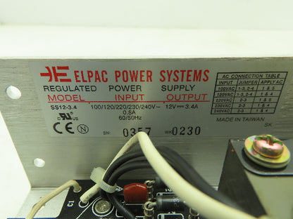 Elpac SS12-3.4 Regulated Power Supply 120/240V - 12V 3.4A Output