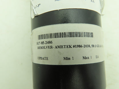 Ametek 19862038 Gemco Resolver 58:1 Ratio Gear Head Encoder