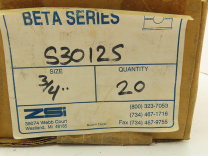 ZSI S3012S Polypropylene Beta Clamp 3/4" Hose Pipe Hanger Holder Lot of 20