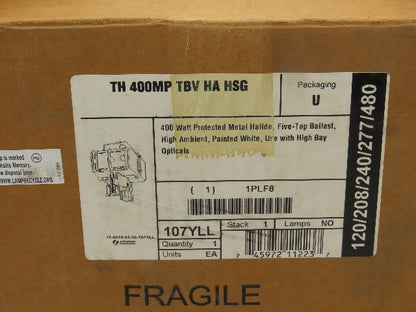 Lithonia Lighting 107YLL Aluminum High Bay Ballast 400W Lamp Metal Halide Bulb