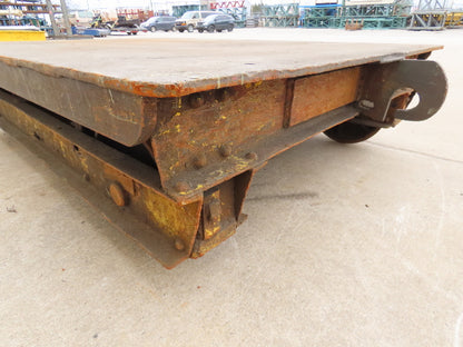 8'x6' Steel Flat Bed Rail Car Heavy Duty Industrial Steel Wheel Track Trailer