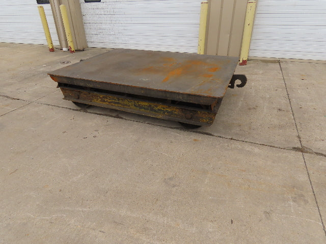 8'x6' Steel Flat Bed Rail Car Heavy Duty Industrial Steel Wheel Track Trailer