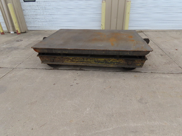 8'x6' Steel Flat Bed Rail Car Heavy Duty Industrial Steel Wheel Track Trailer