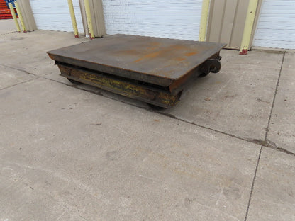 8'x6' Steel Flat Bed Rail Car Heavy Duty Industrial Steel Wheel Track Trailer