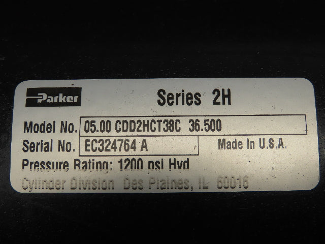 Parker Series 2H Hydraulic Cylinder 5" Bore 36.5" Stroke Trunnion Mount 1200 PSI
