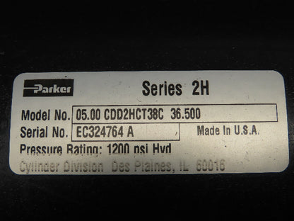 Parker Series 2H Hydraulic Cylinder 5" Bore 36.5" Stroke Trunnion Mount 1200 PSI