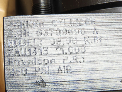 Parker Series 2A Pneumatic Air Cylinder 8" Bore 11" Stroke 250 PSI Double Rod