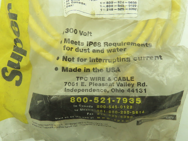 TPC Wire & Cable CF14C25M002 SJOO Quick Connect Cord Set 300V DC 4P Female 2M