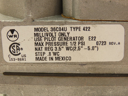 AO Smith 36C04U-422 Natural Gas Step Opening Control Valve 3/4" 750mV