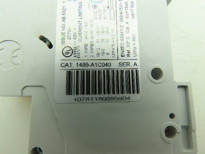 Allen Bradley 1489-A1C040 4A Circuit Breaker Series A 277V 1 Pole 4 Amp Lot of 6