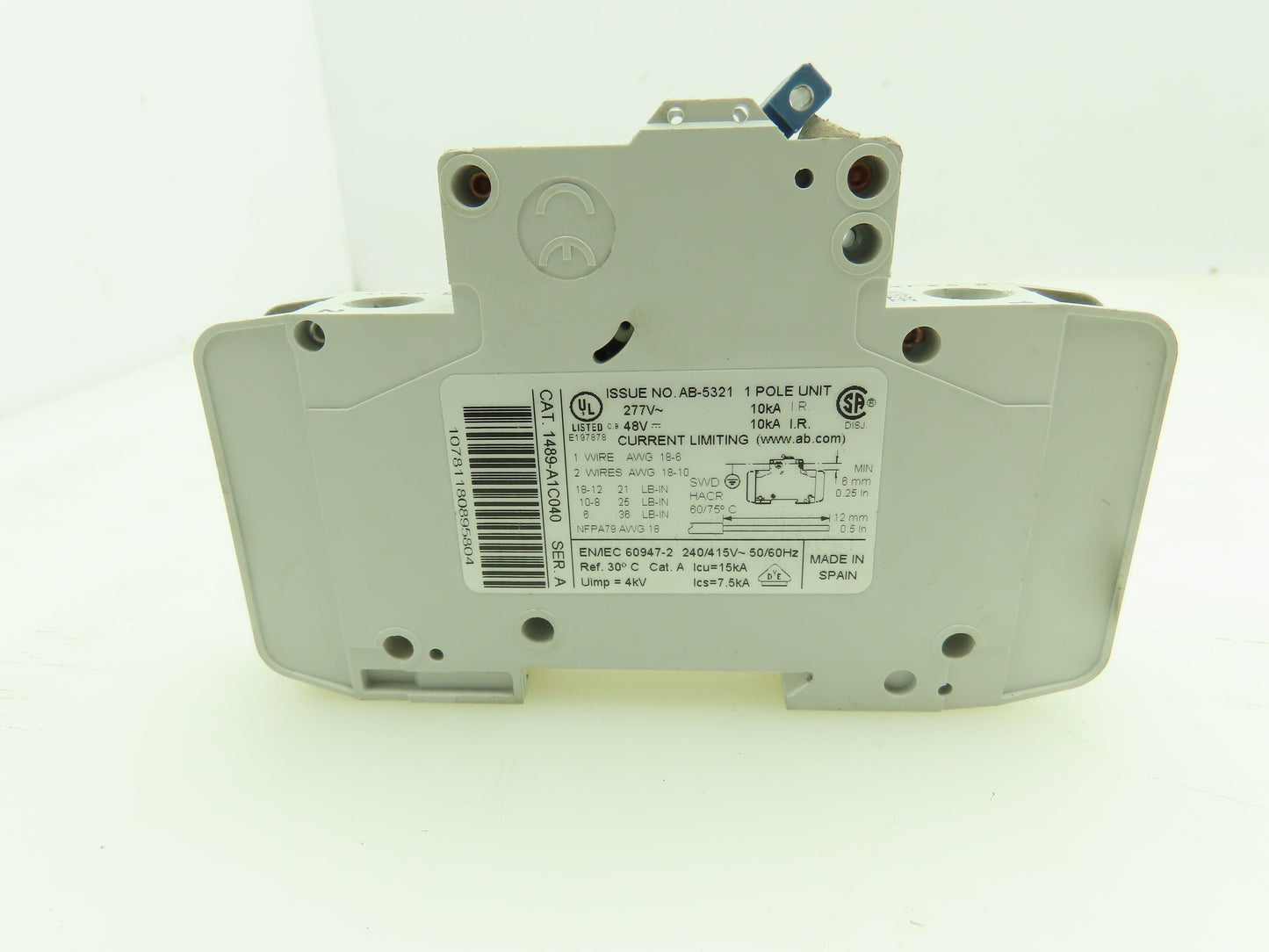 Allen Bradley 1489-A1C040 4A Circuit Breaker Series A 277V 1 Pole 4 Amp Lot of 6