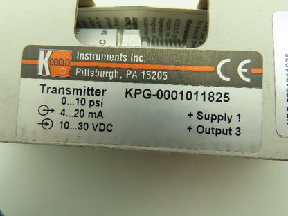 Kobold KPG-0001011825 Pressure Transmitter 0-10 PSI Transducer