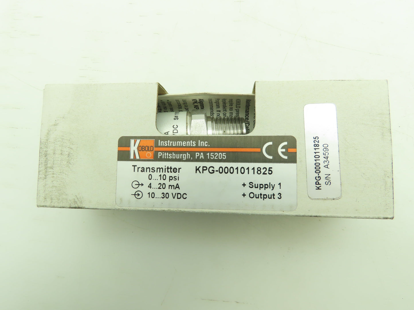 Kobold KPG-0001011825 Pressure Transmitter 0-10 PSI Transducer