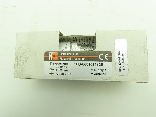 Kobold KPG-0001011825 Pressure Transmitter 0-10 PSI Transducer