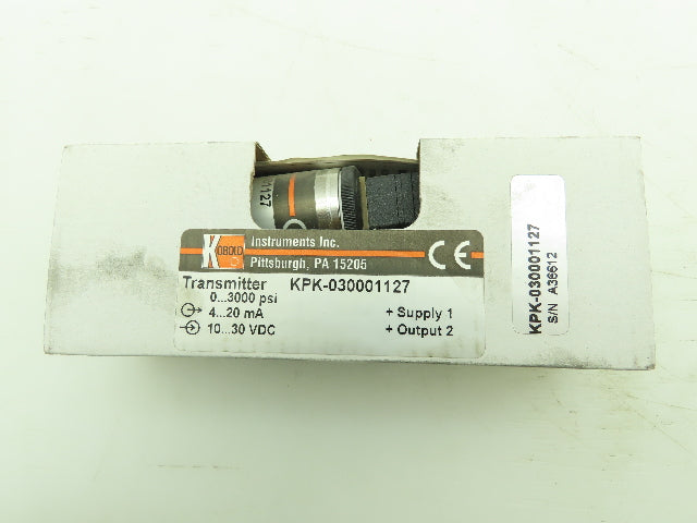 Kobold KPK-030001127 Pressure Transmitter 0-3000 PSI Transducer