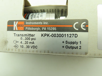 Kobold KPK-003001127D Pressure Transmitter 0-300 PSI Transducer