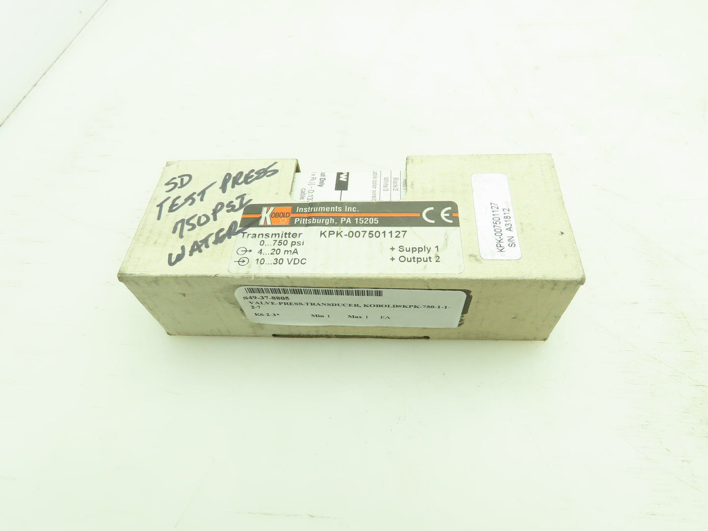 Kobold KPK-007501127 Pressure Transmitter 0-750 PSI Transducer
