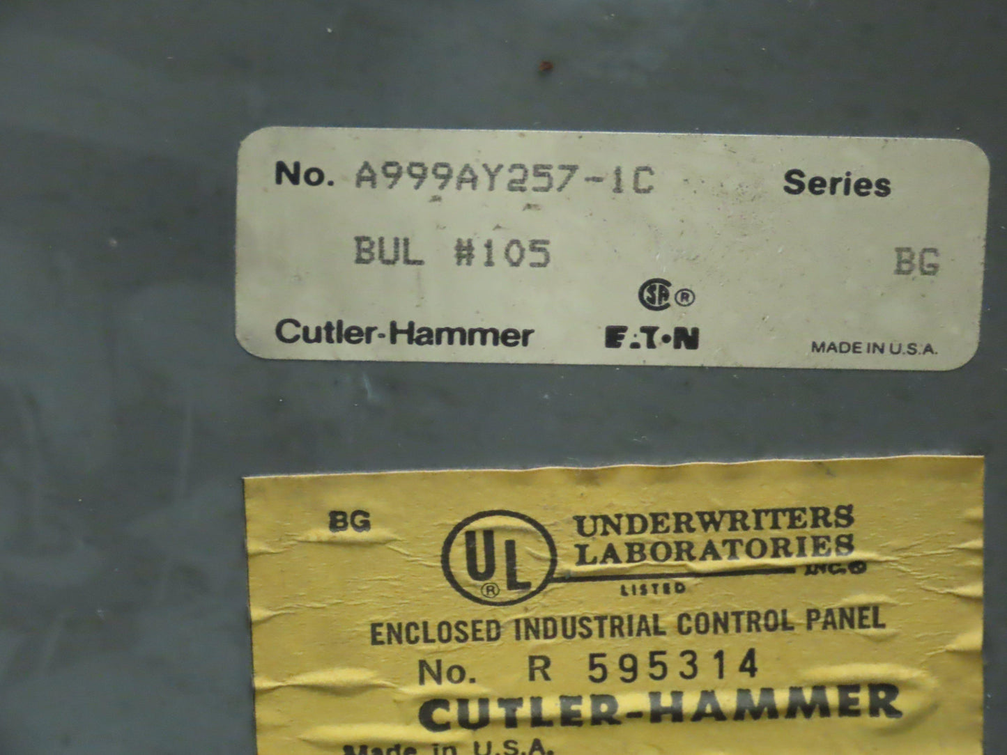 Cuttler Hammer Eaton A999AY257-1C Electrical Enclosure 47x23x10.5" Control Panel