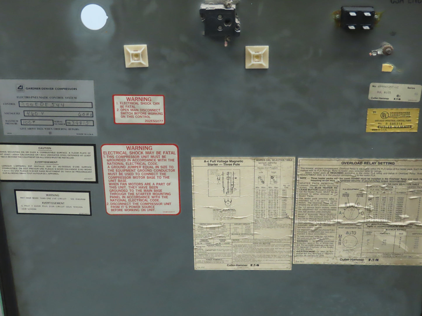 Cuttler Hammer Eaton A999AY257-1C Electrical Enclosure 47x23x10.5" Control Panel