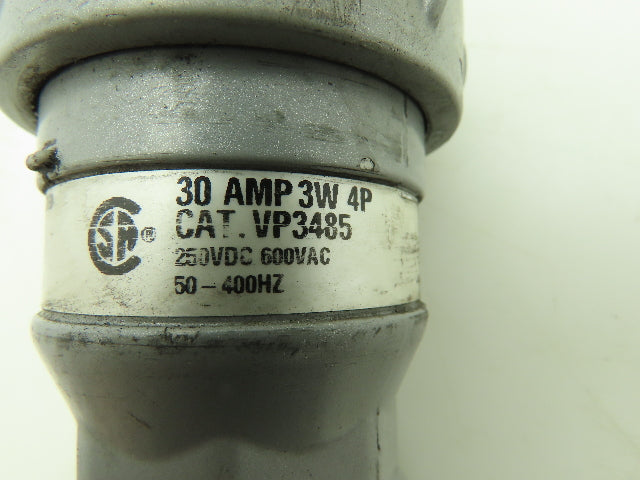 Killark Hubbell VP3485 Pin Sleeve Plug 3W 4P 30A 600V