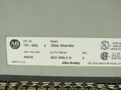Allen Bradley 1791-N4V2 Analog Block 24VDC Input Output Module