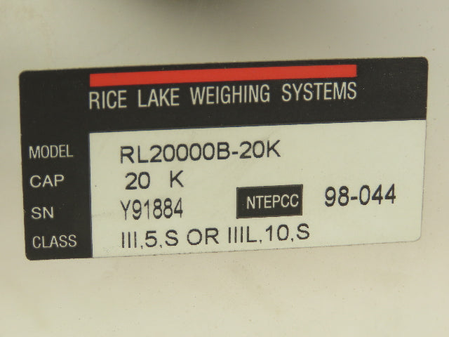 Rice Lake RL20000B-20K S-Beam Load Cell NTEP Weighing Systems 20000 LBS