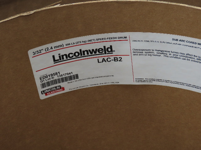 Lincoln LAC-B2 Lincolnweld 3/32" SAW Submerged Arc Welding Wire 600lb Feed Drum