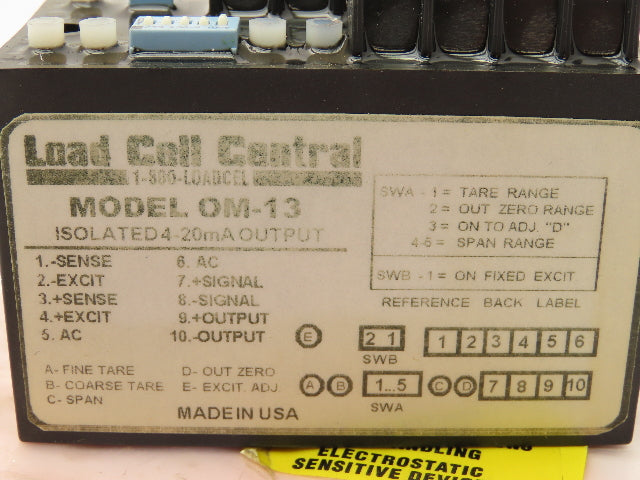 Load Cell Central OM-13 Load Cell Signal Conditioner Isolated Output