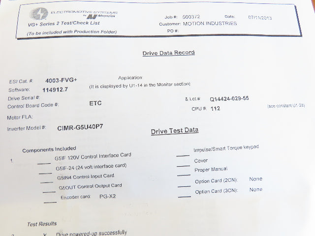 Magnetek G5 AC Drive FVG+ Main Control Board 155-10014