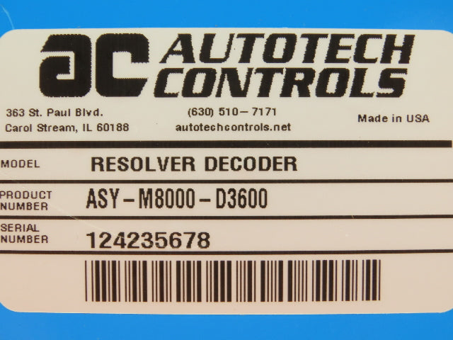 AC AutoTech ASY-M8000-D3600 1855 BUS Resolver Decoder Input Module