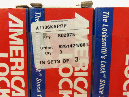 American Lock A1106KAPRP Lockout Padlock Purple 1-1/2" Shackle Lot of 3