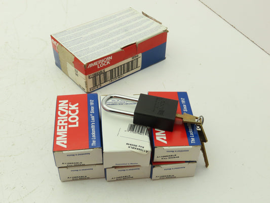 American Lock A1106KABLK Lockout Padlock Black 1-1/2 Shackle Key S02846 Lot of 6