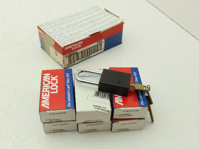 American Lock A1106KABLK Lockout Padlock Black 1-1/2 Shackle Key S02846 Lot of 6