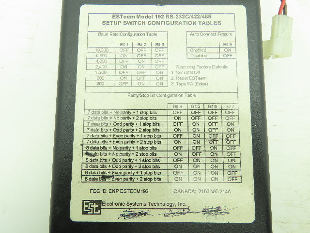 Esteem 192C Wireless Modem Setup Switch Remote Receiver