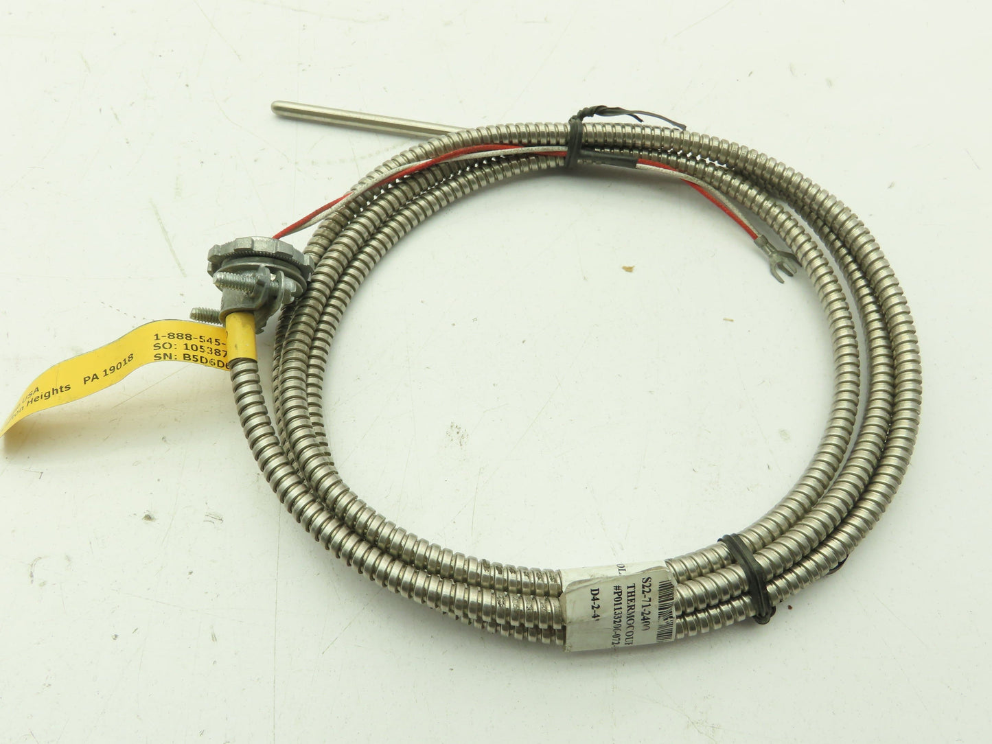 Barber Colman JP31-06-00-F1A072-3 Capp Thermocouple 6" Stem Flexible Armor 72"