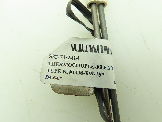 Watlow 1436-BW-18 Thermocouple 18" Type K Ceramic Insulated Lot of 2