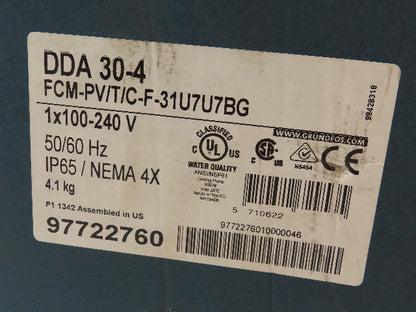 Grundfos DDA 30-4 FCM-PV/T/C-F-31U7U7BG Chemical Metering Dosing Pump 8 GPH IP65
