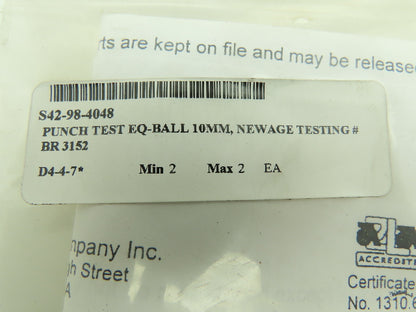 Ametek HB-3030 BR 3152 Tungsten Carbide Ball 10mm Indenter Punch Tester