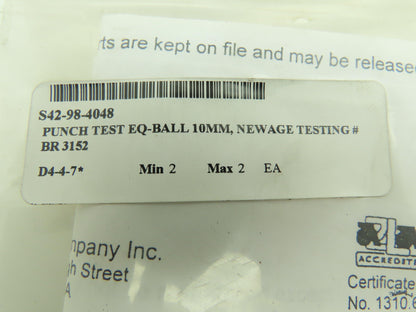 Ametek HB-3030 BR 3152 Tungsten Carbide Ball 10mm Indenter Punch Tester