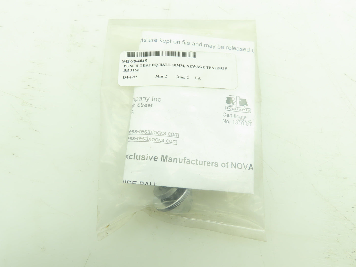 Ametek HB-3030 BR 3152 Tungsten Carbide Ball 10mm Indenter Punch Tester