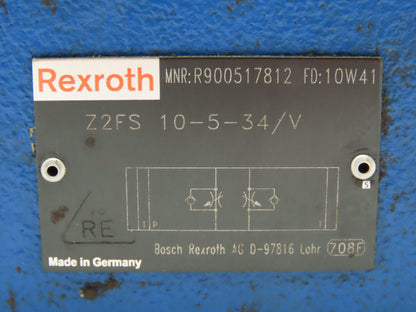 Rexroth Z2FS 10-5-34/V Hydraulic Flow Control Throttle Check Valve Sandwich D05