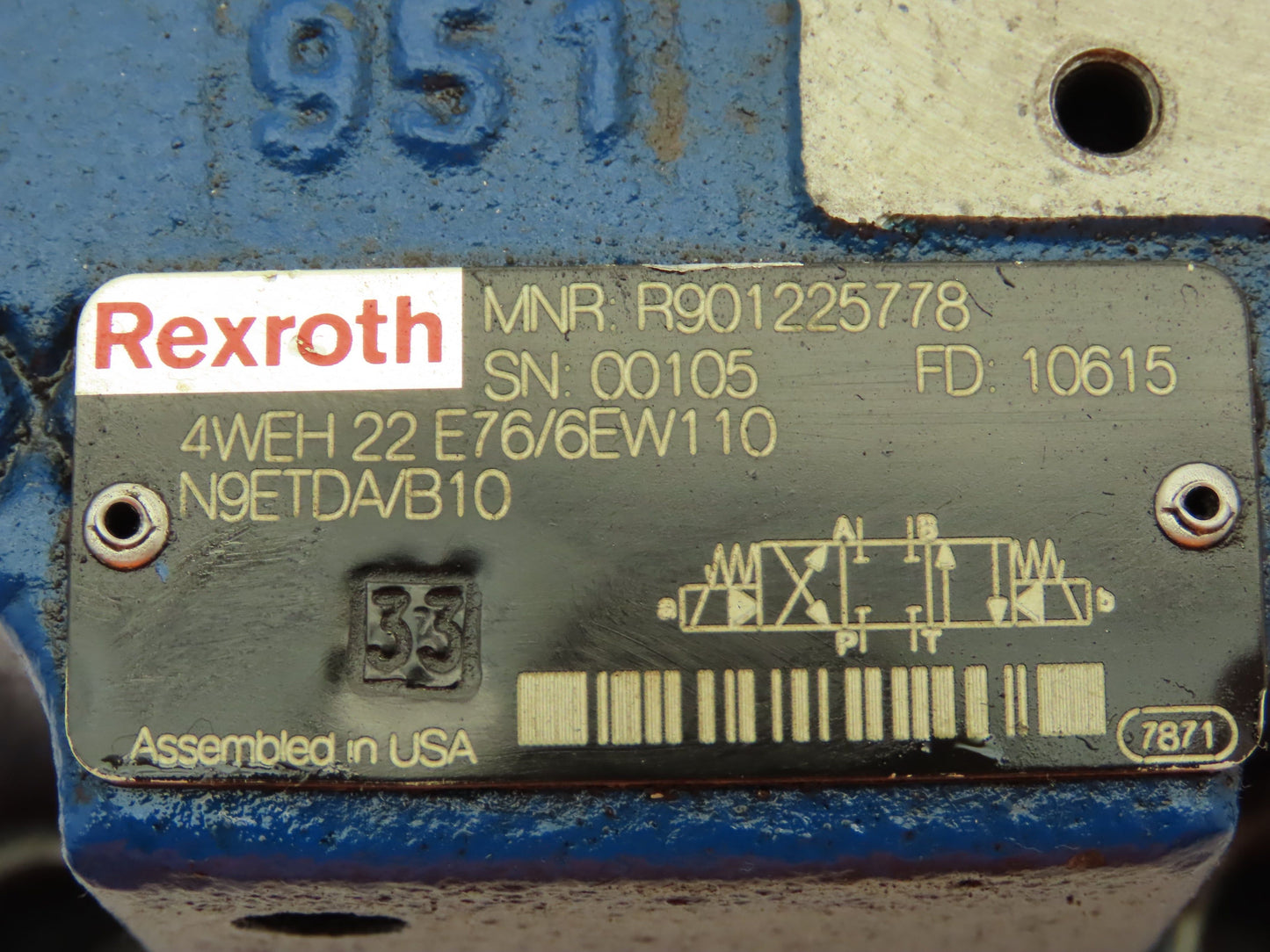 Rexroth 4WEH-22-E76/6EW110N9ETDA/B10 Hydraulic Directional Control Valve