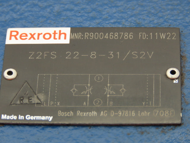 Rexroth Z2FS 22-8-31/S2V Hydraulic Double Throttle Check Valve Sandwich Plate