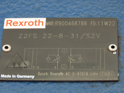 Rexroth Z2FS 22-8-31/S2V Hydraulic Double Throttle Check Valve Sandwich Plate