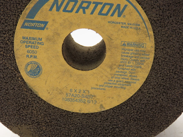 Norton 6x2x1" Grinding Wheel 6050 RPM 57A20-S4B7  Lot of 2