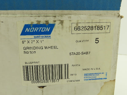 Norton 6x2x1" Grinding Wheel 6050 RPM 57A20-S4B7  Lot of 5