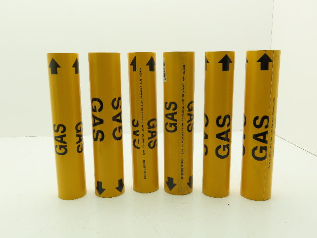 Brady 4067-C Yellow Gas Pipe Marker 2-1/2" to 3-7/8" Lot of 6